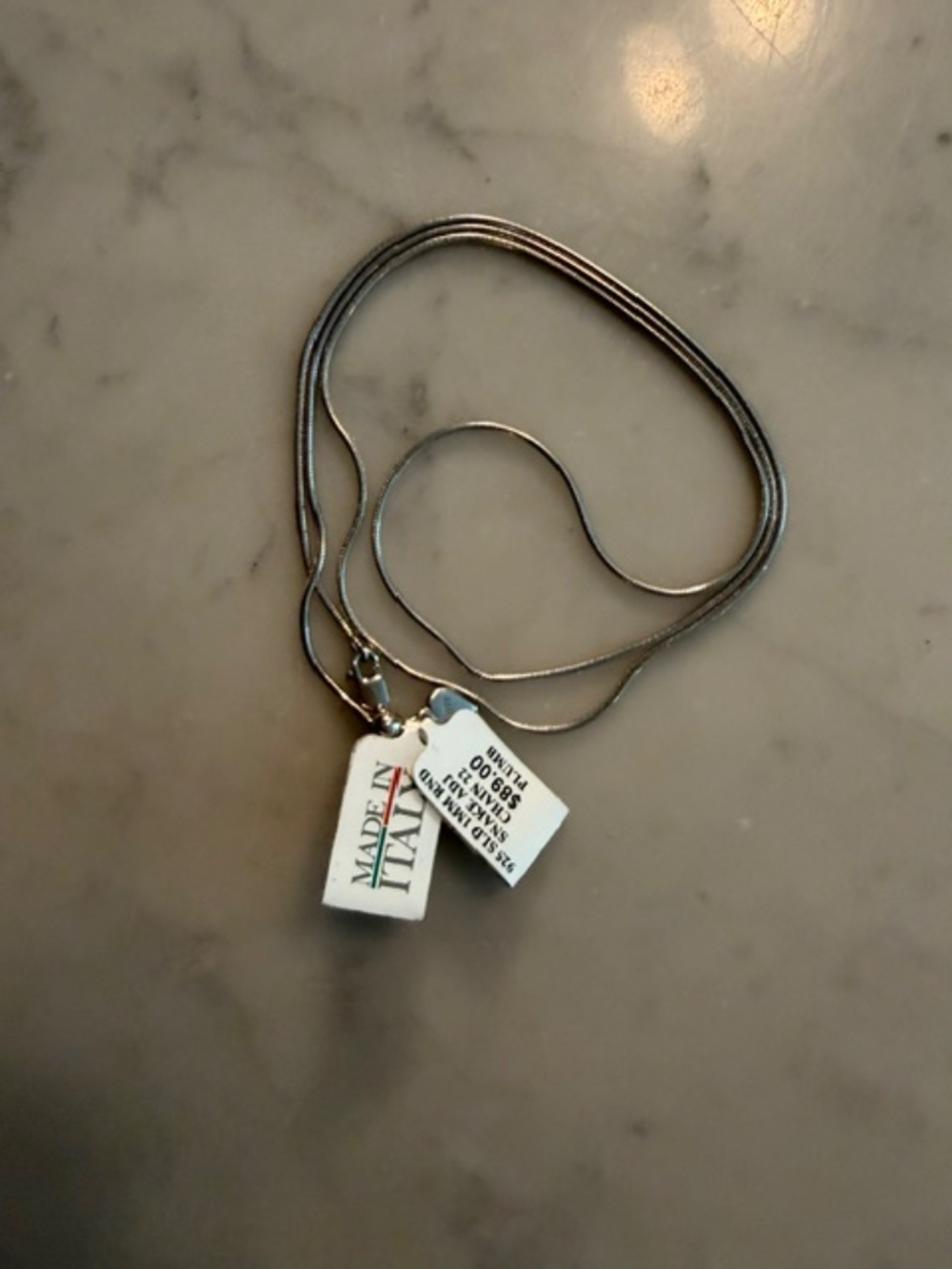 Silver Sterling Snake Chain Necklace - Picture 5 of 7